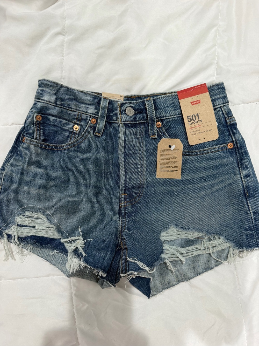 Levi's 501 Cutoff Distressed Denim Shorts - Blue